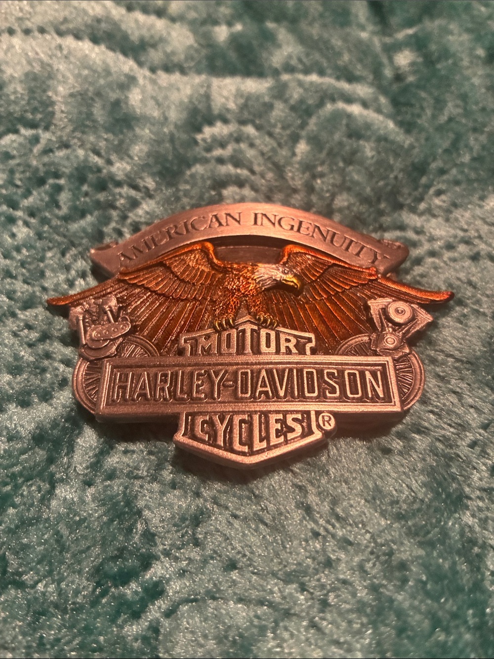Harley-Davidson Two-Tone Eagle Logo Belt Buckle in Bronze and Gold